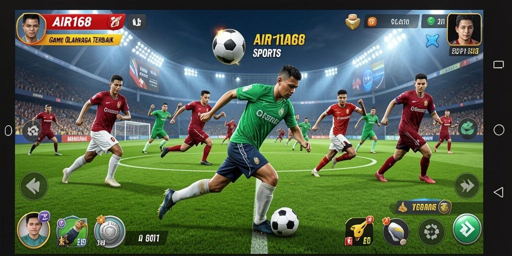 Screenshot utama AIR168 menunjukkan gameplay seru dengan aksi olahraga yang intens.