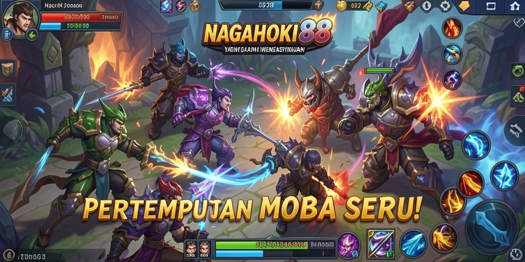 Gameplay seru NAGAHOKI88 dalam pertempuran MOBA.