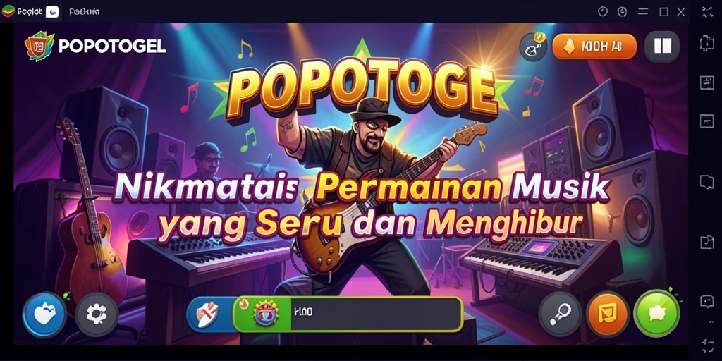 Screenshot gameplay POPOTOGEL menampilkan aksi penuh musik yang seru.