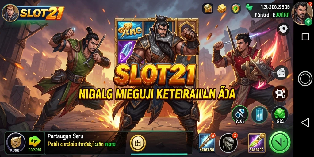 Screenshot menunjukkan aksi pertarungan epik dalam SLOT21.