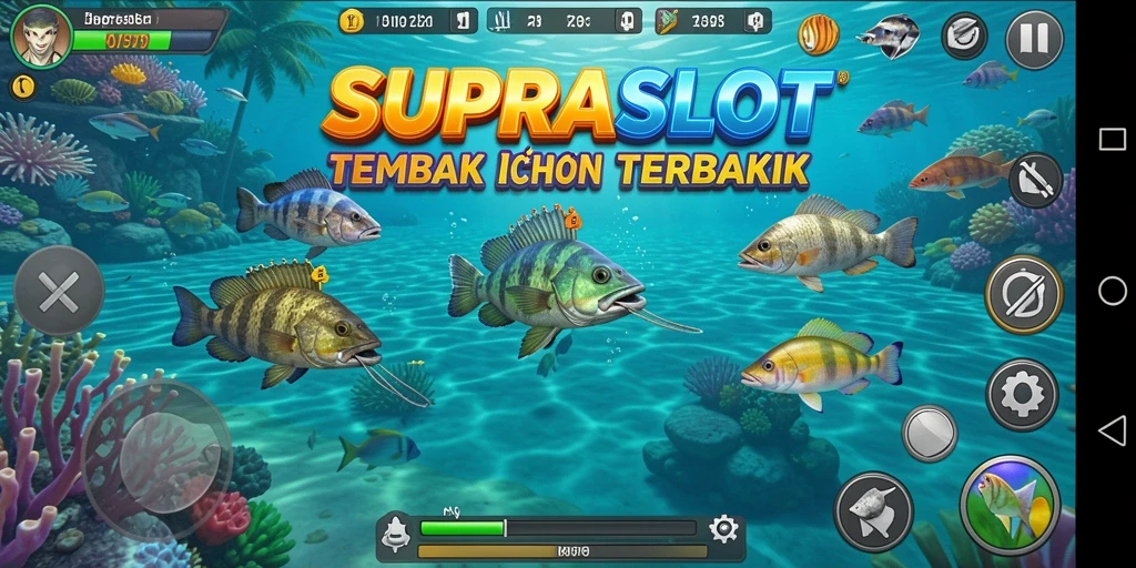 Gameplay mendebarkan dari SUPRASLOT yang menembak ikan.